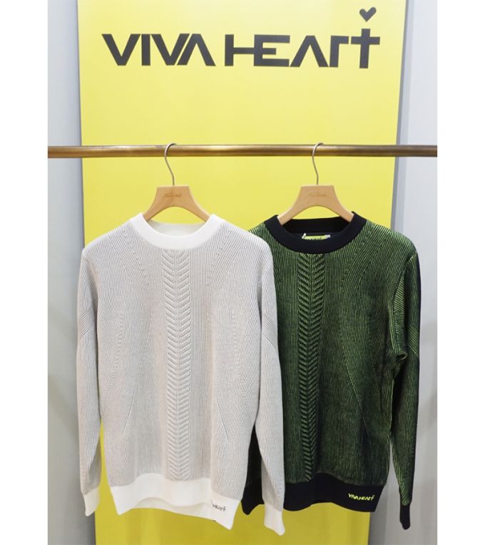 VIVA HEART 裏地付きボディライン 畔編みニット