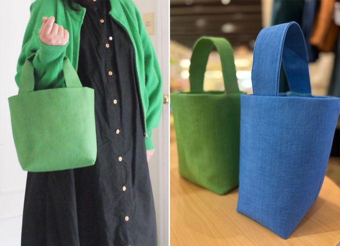 リネンワンハンドル手提げ