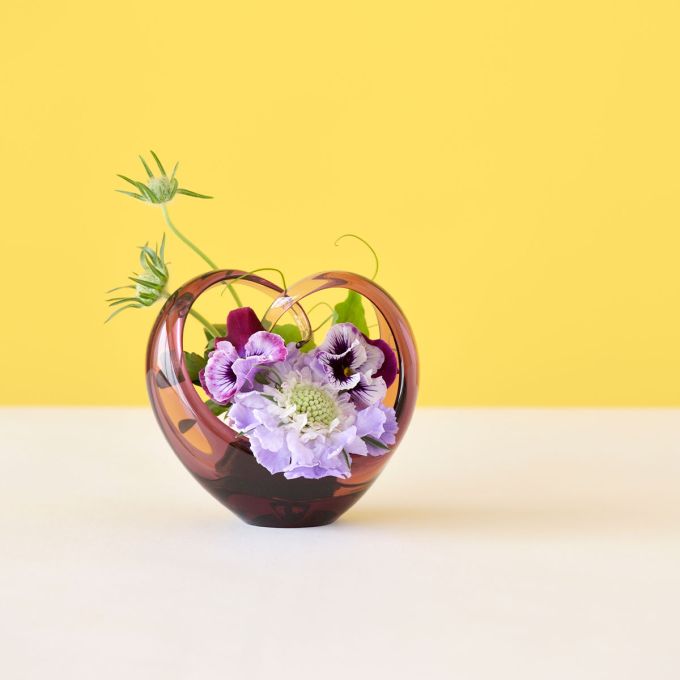 ハートクルヴァ:フラワーベース ワインレッド